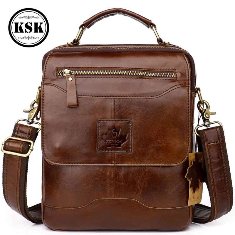 

Men Shoulder Bag Genuine Leather Bag Luxury Handbag Messenger Bags Men 2023 Vintage Flap Hasp Male Crossbody Bags KSK