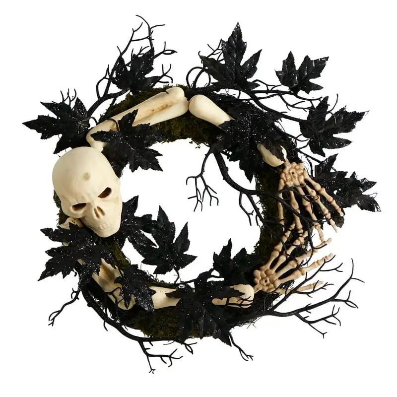 

Halloween Skull and Bones Wreath Wreaths Aros para centro de mesa Eucalyptus garland Greenery Fall decor Hoop garland table Leis
