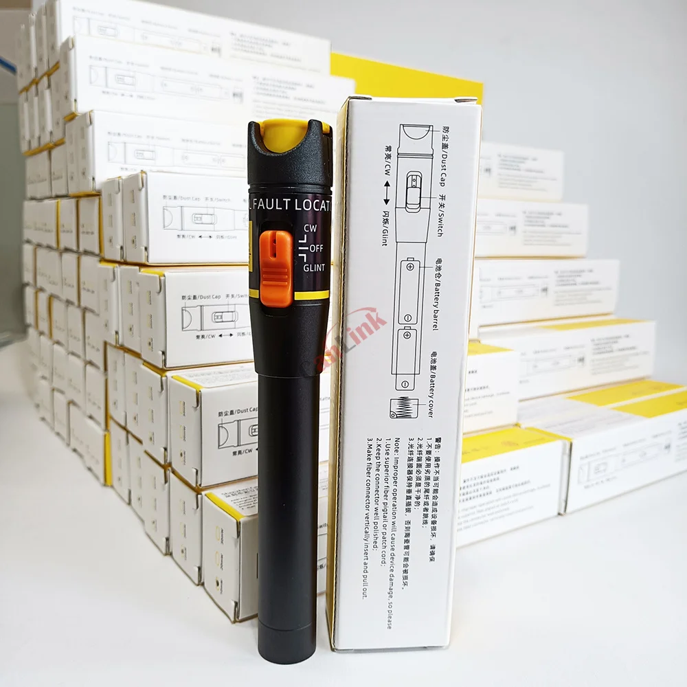 2pcs New Optical Fiber 10Km Red Light Pen Optical Fiber Fault Locator FTTH Fiber Optic Test Lighting Pen VFL 10mw