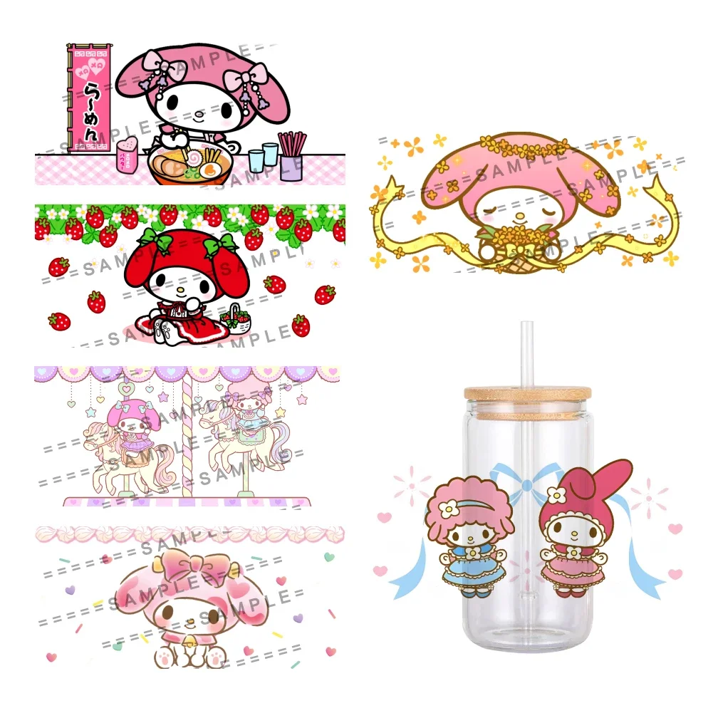 Sanrio My Melody печатная УФ DTF оберточная наклейка для стеклянной чашки водостойкая 11x24