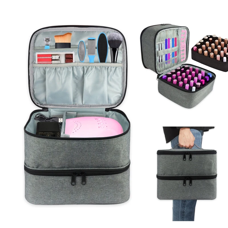 

Essential Oil Case 30 Bottles Nail Polish Storage Bag Portable Cosmetic Large Handbag Organizer Double Layer Design