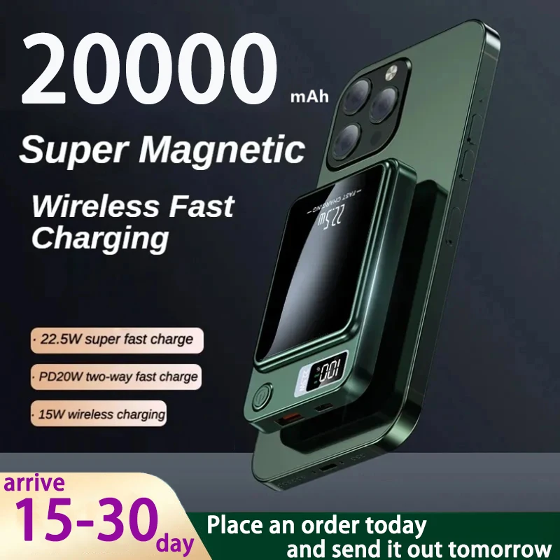 

New 20000mAh Wireless Fast Charger For Magsafe Magnetic Power Bank Portable External Auxiliary Battery Pack for Xiaomi IPhone