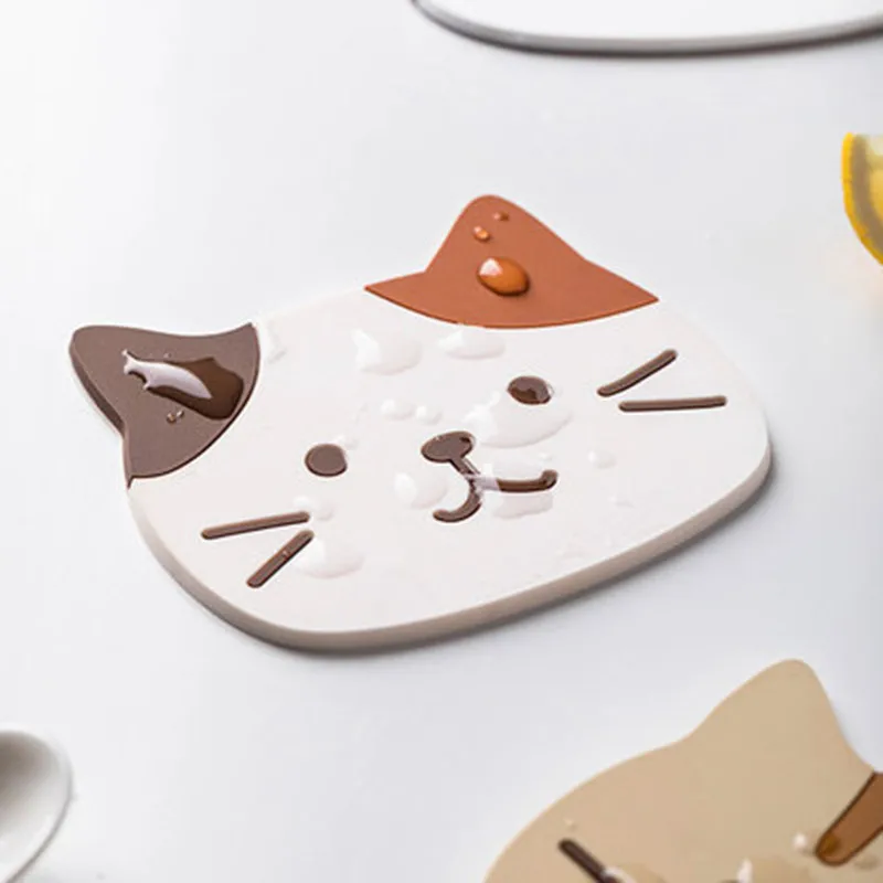 

Cute cat dining table placemat waterproof insulation non-slip bowl mat cartoon milk coffee cup mat kitchen tableware