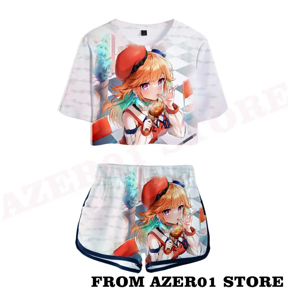 

HOLOLIVE VTuber Takanashi Kiara Merch T-shirt Tee Sets Summer Sets Short Tops+shorts Elastic Waist Suit Two Piece Sets