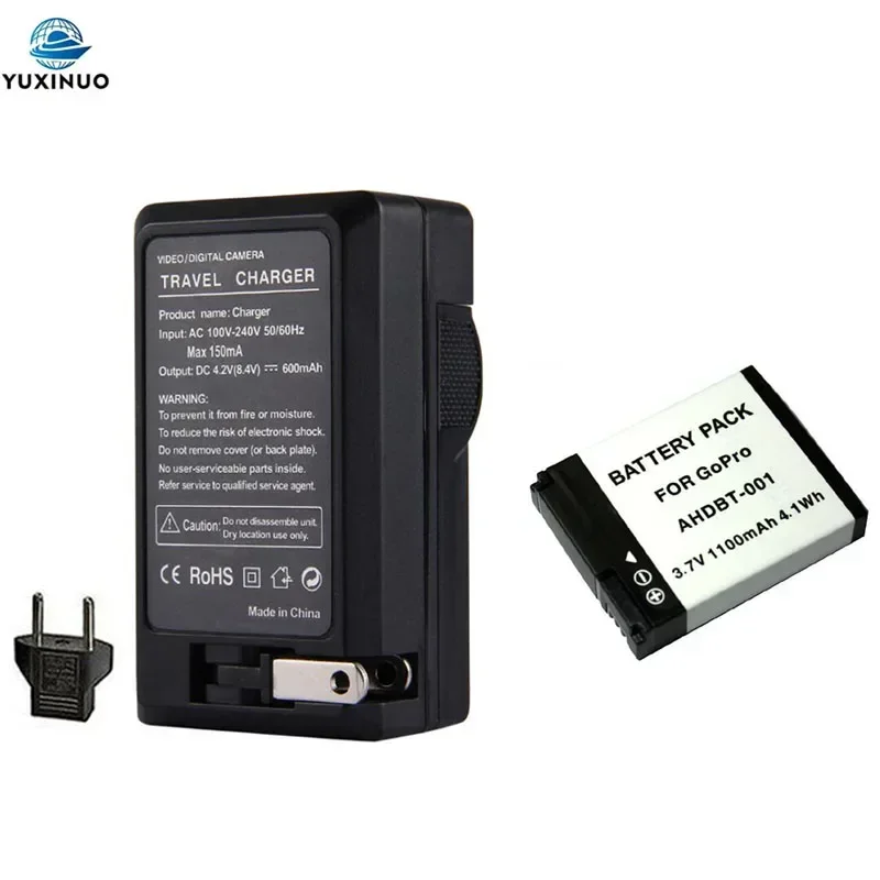 3 7 В 1100 мАч AHDBT-001 AHDBT001 Аккумулятор + зарядное устройство переменного тока для GoPro Go