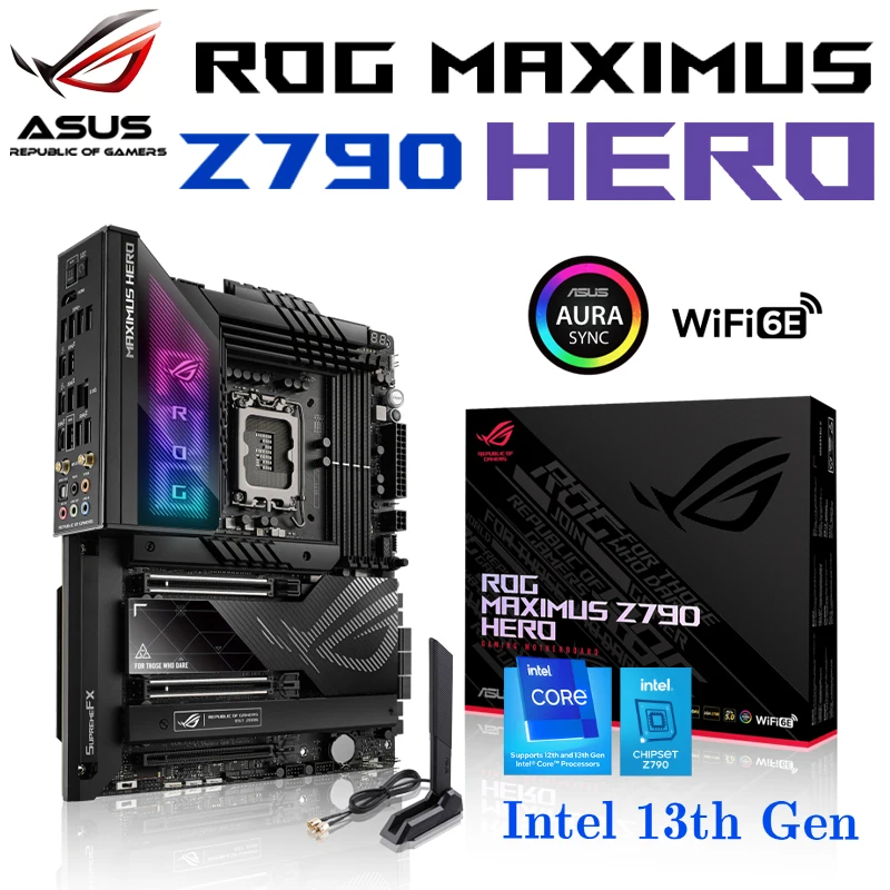 

ASUS ROG MAXIMUS Z790 HERO Motherboard Support Intel Core 13th and 12th Gen CPU DDR5 128G 7800+(OC)MHz PCIe 5.0 M.2 WiFi 6E New