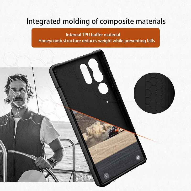 Carbon Fibre MONARCH  Bumper Case Fall prevention For Samsung Galaxy S23Ultra S23 S23Plus S22Ultra Matter Clear Shockproof Cover