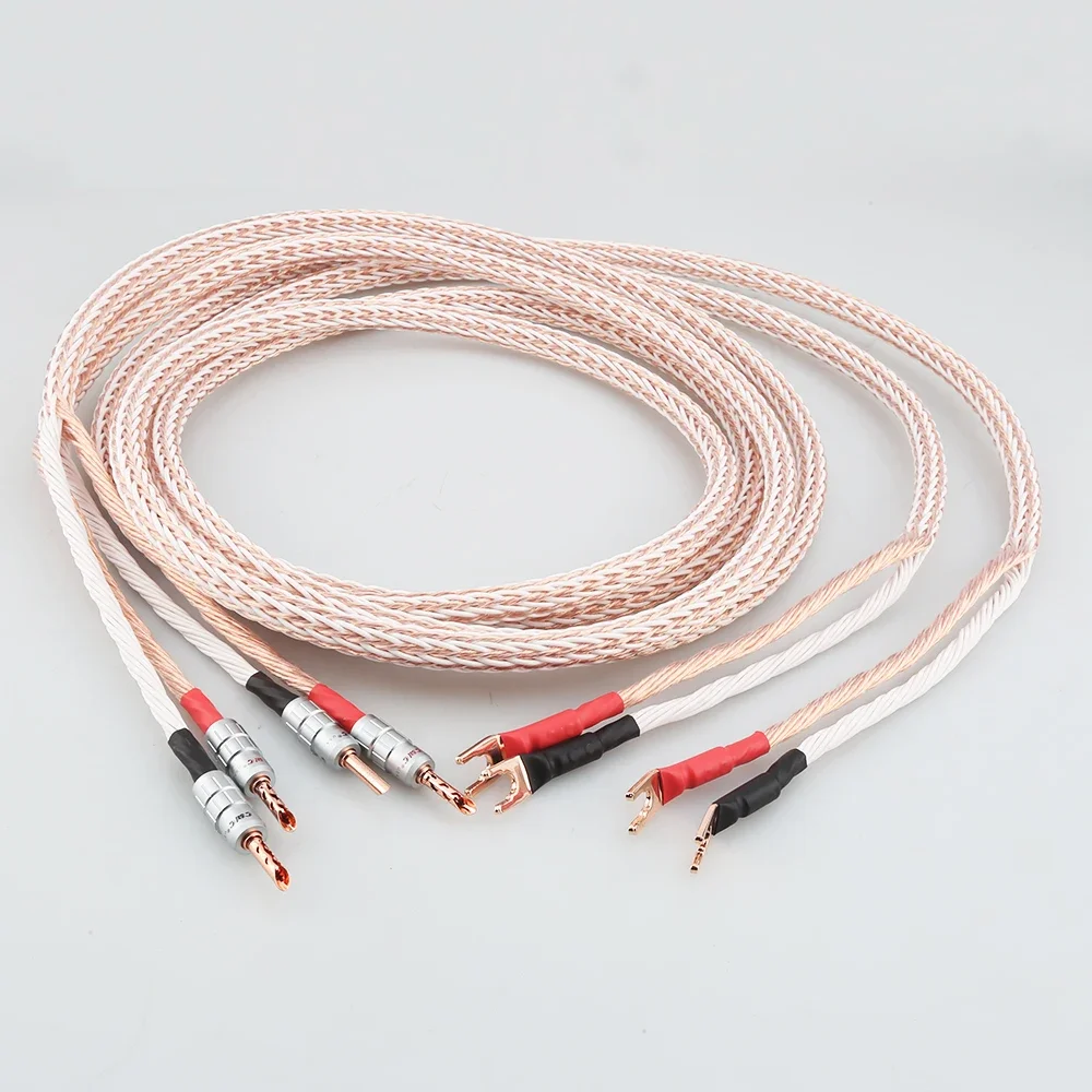 Пара 12TC HiFi акустических кабелей с 2 типами банан на банан/спилот лопаток
