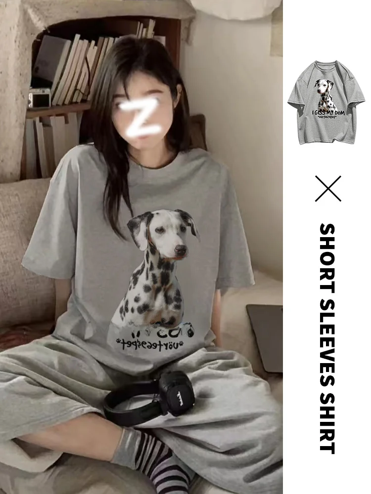 Женская футболка с коротким рукавом свободного покроя