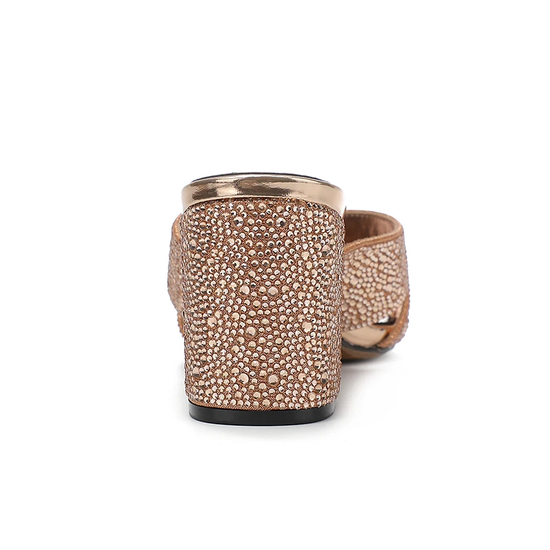 2023 Casual Women's High Heel Diamond Sandals Open Toe Fish Mouth Shoes Sexy Thick Heel Beach Shoes Comfortable Single Shoe