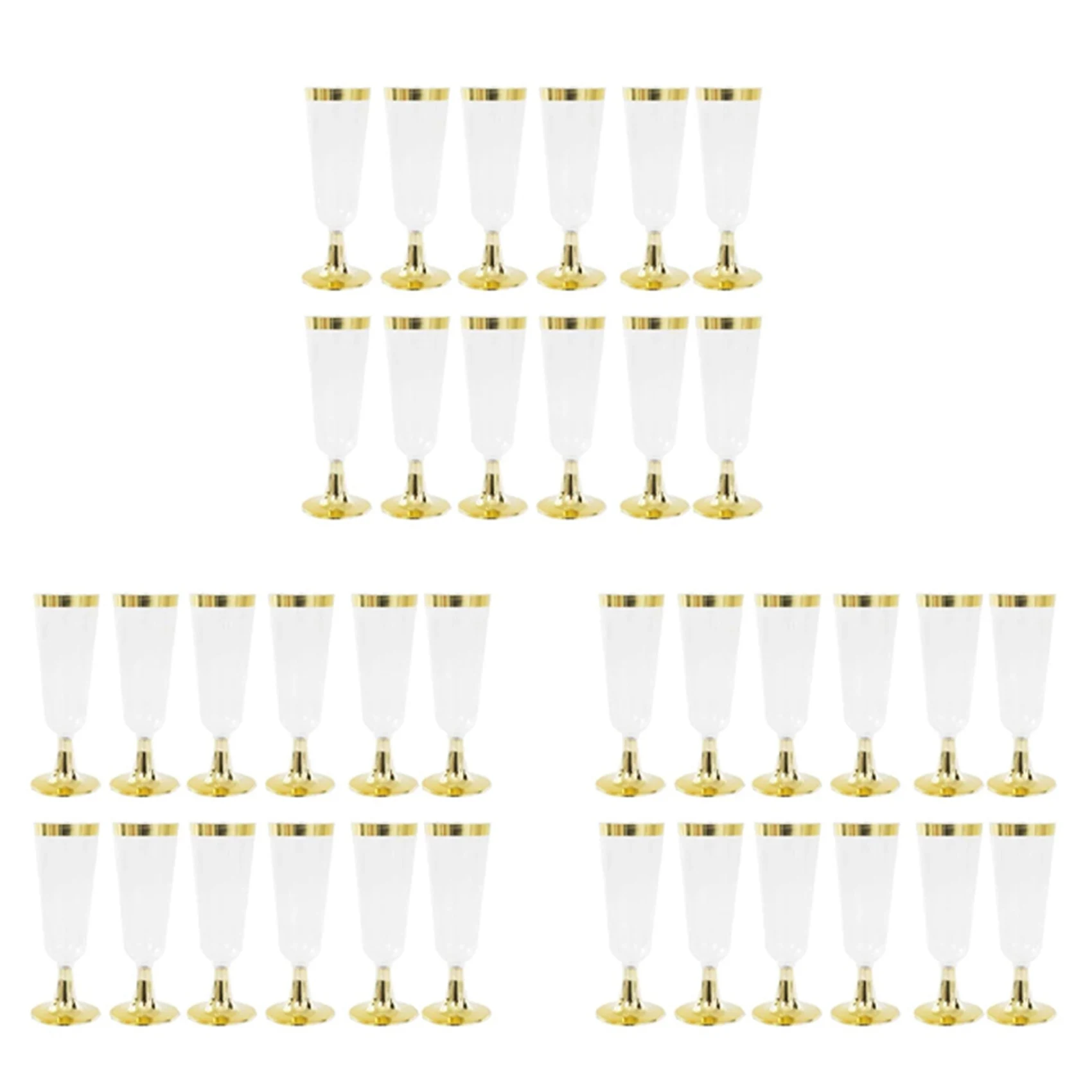 

36X Wedding Champagne Flute Disposable Plastic Wedding Cup Champagne Glass Drinking Utensils for Party-Golden