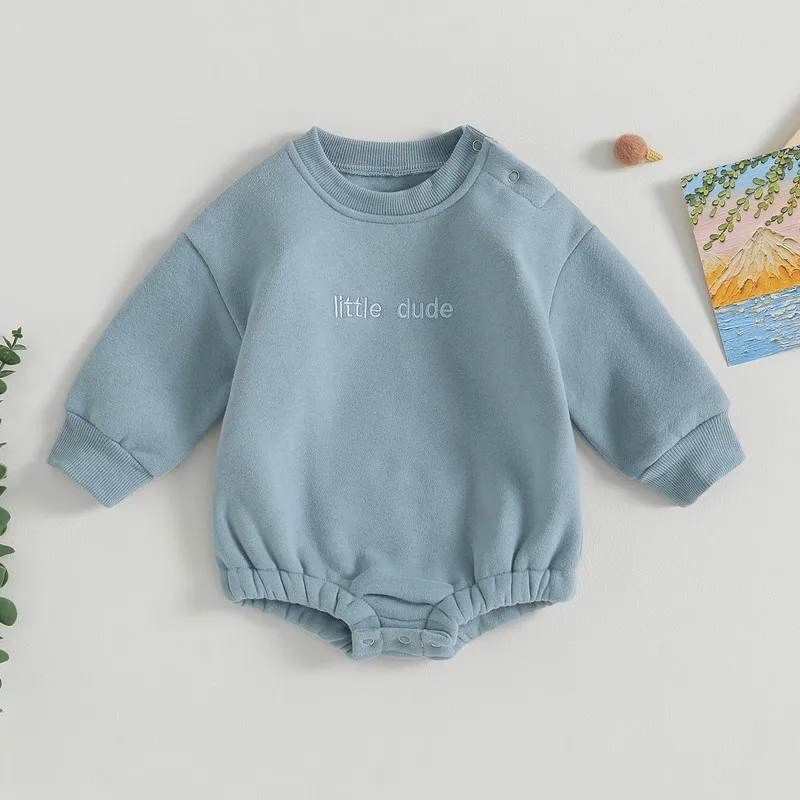 

Newborn Baby Boy Sweatshirt Bodysuit Autumn Clothes Fashion Long Sleeve Letter Embroidery Jumpsuit for Kids Baby Items Clothing