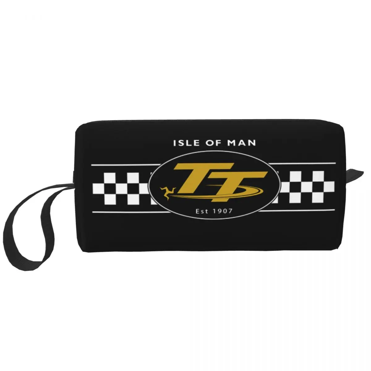

Travel Isle Of Man Flag TT Toiletry Bag Fashion Motorcycle Cosmetic Makeup Organizer Women Beauty Storage Dopp Kit Case