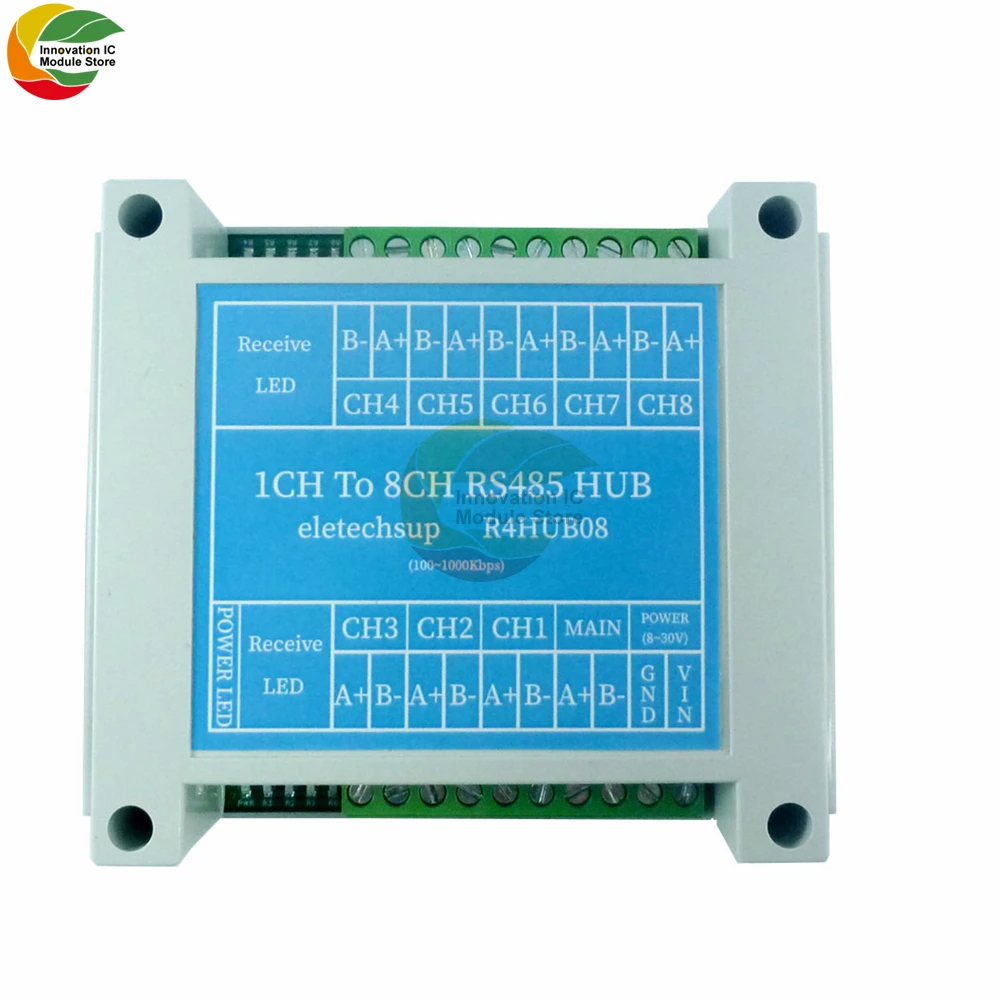 

8-портовый концентратор RS485 промышленного класса, ретранслятор шины 485, усилитель сигнала последовательного порта, 100-1000Kbps, постоянный ток 12 ...