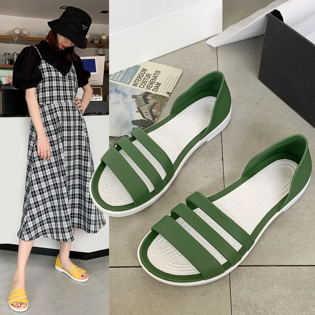 

Women Summer Flat Sandals 2022 New Open Toed Slides Slippers Candy Color Casual Beach Outdoor Female Ladies Jelly Shoes