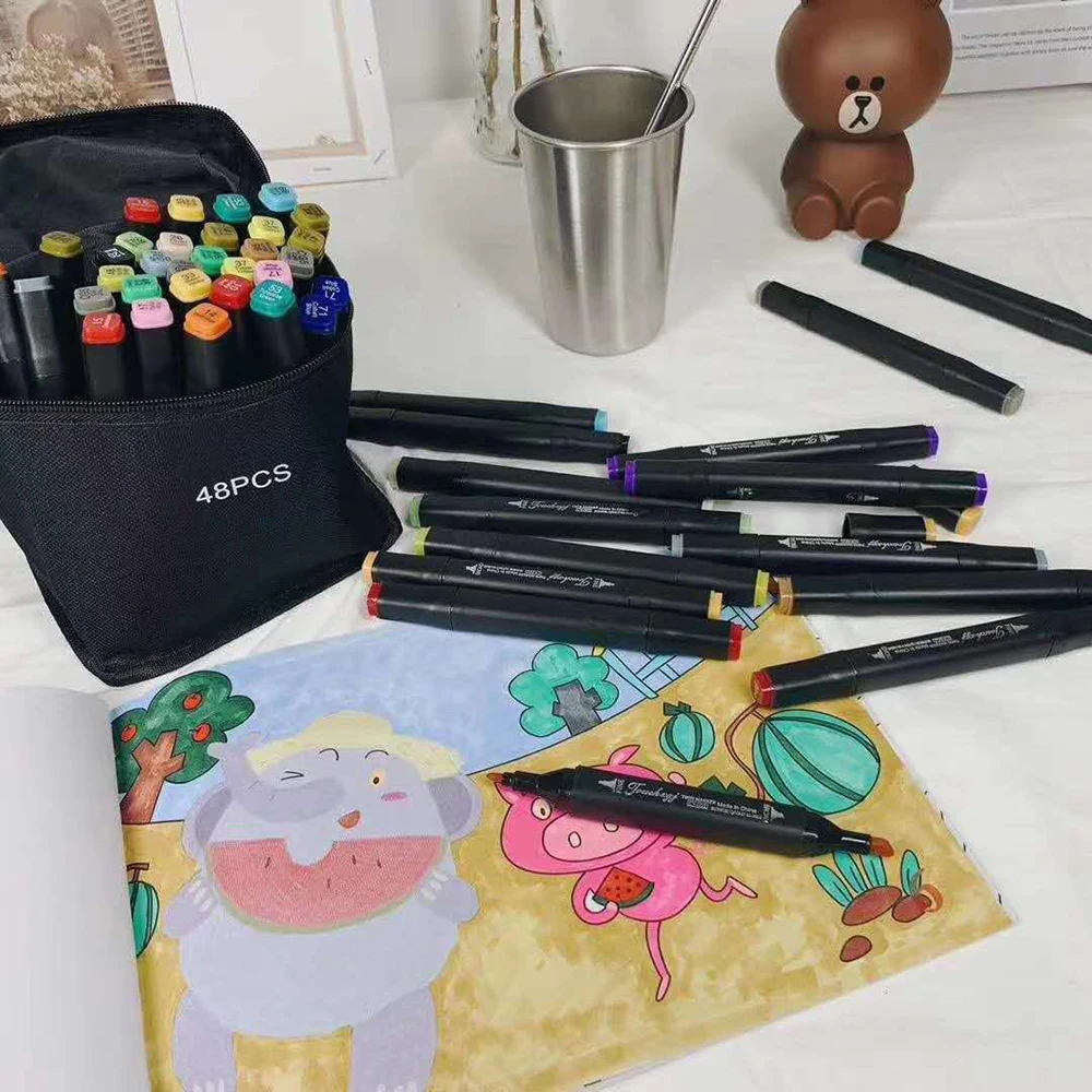 

Ручка с двойной головкой для детей, набор ручек для рисования для учеников начальной школы, масляные акварельные карандаши 24 /36 /48/ 80 цветов, ...