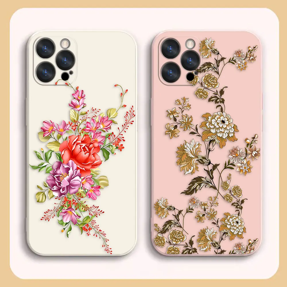

Flower Gardening Case For Apple iPhone 14 13 12 11 Pro XS Max Mini X XR SE 7 8 6 6S Plus Colour Shockproof Liquid Funda Case
