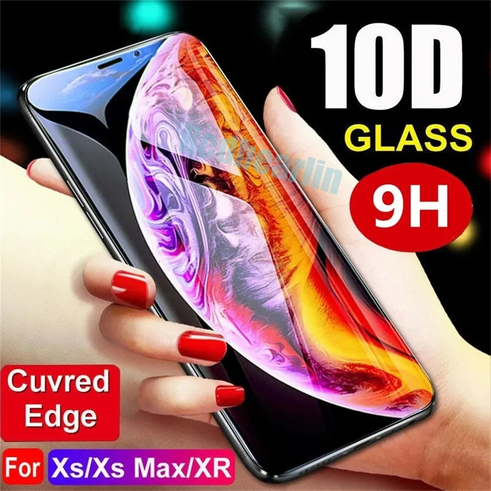 50Pcs 10D Tempered Glass Full Cover 9H Premium Screen Protector Film For iPhone 11 12 13 14 Pro max 6 7 8 plus x xs max