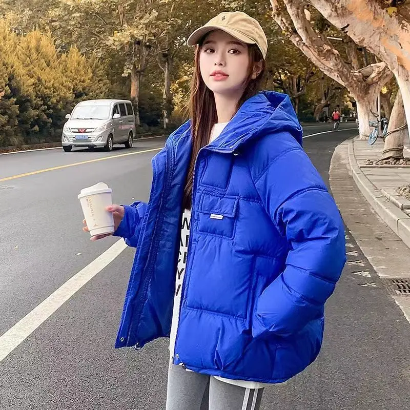 2023 New Women Winter Coat Thickened Warm Cotton Coat Solid Color Down Jacket Loose Casual Jacket