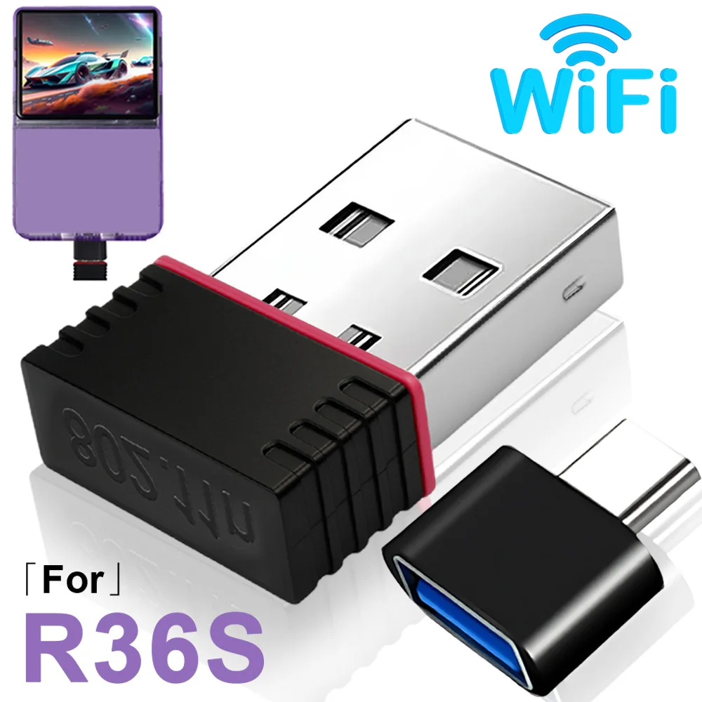 Фото Для R36S Wi-Fi адаптер RTL8188 USB беспроводная сетевая карта TYPE C OTG адаптер для R36H аксессуары для игровой консоли мини-Wi-Fi ключ №1