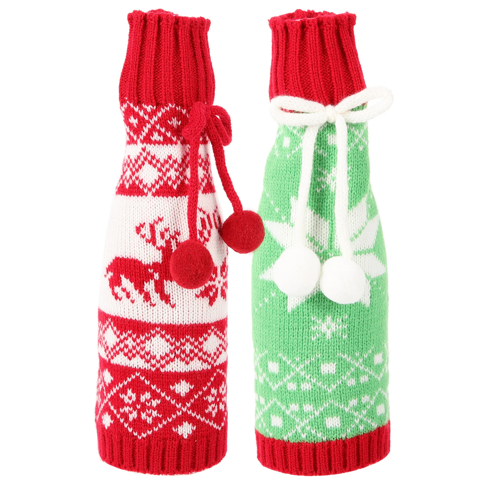 

2 Pcs Christmas Bottle Cover Accessory Topper Decor Creative Party Decorate Decoration Xmas Covers Decors