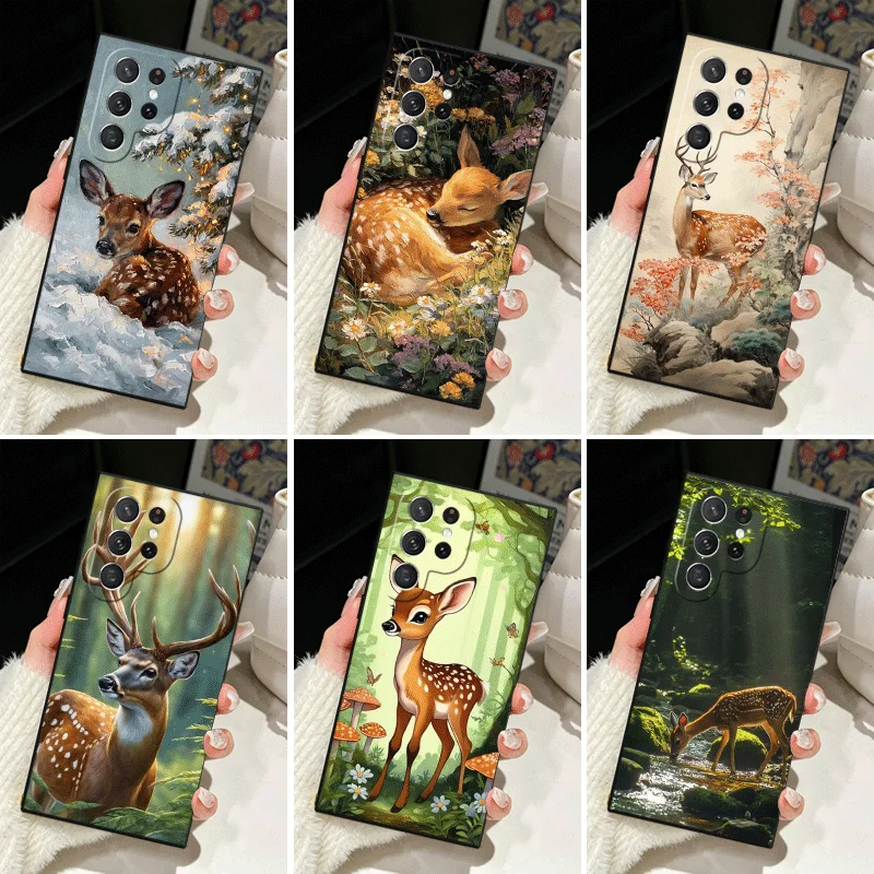 Фото Мягкий силиконовый чехол для Samsung Galaxy S25 S26 Ultra с рисунком оленя/лося, для S24 FE S23 S22 Plus S21 S20 + Edge Cover №1