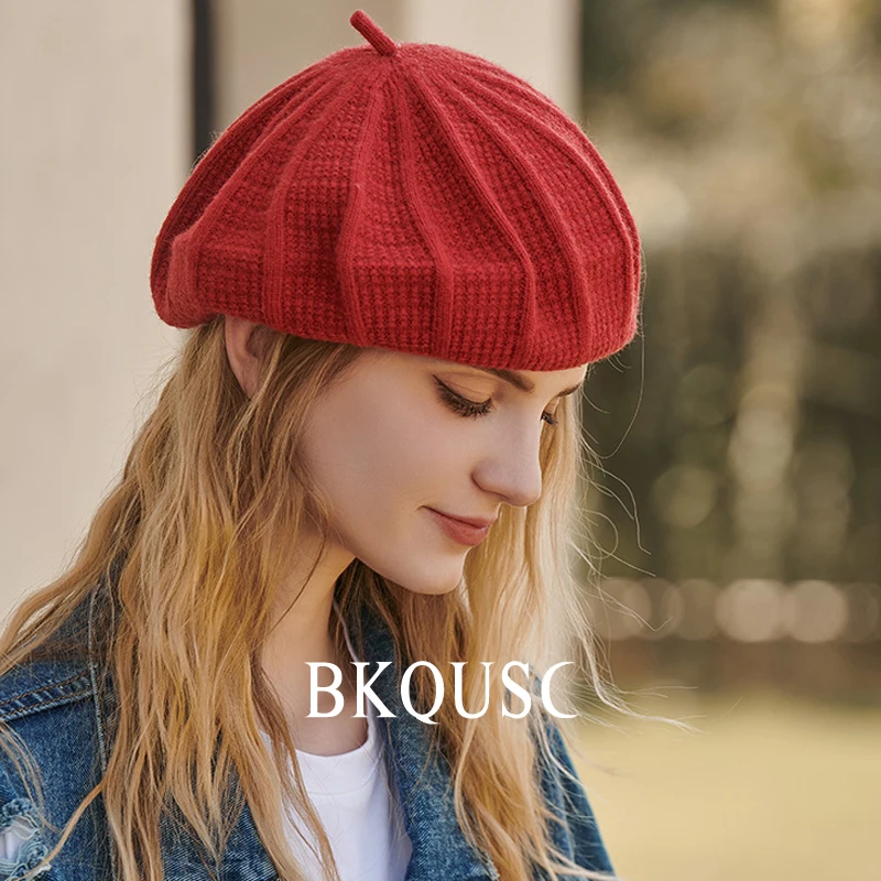 

Knitting Women's Beret Artist Female Fashion All-match Casual Beret for Girls Winter Painter Octagonal Hats Warm Pumpkin Berets