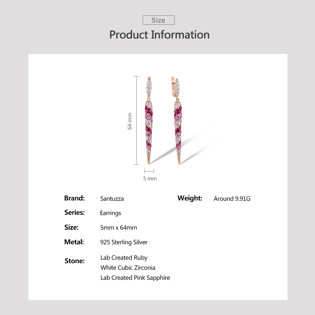 SANTUZZA настоящие висячие серьги из стерлингового серебра 925 пробы для женщин