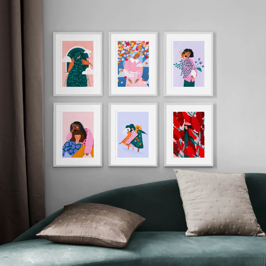 

Abstract Sister Girl Long Hair Flower Pool Vase Wall Art Prints Canvas Painting Nordic Poster Wall Pictures Living Room Decor