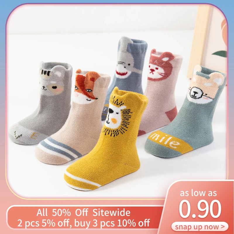 

Cartoon Animals Baby Anti-slip Socks Infant Toddler Spring Autumn Cotton Sock Girl Boy Walker Shoes Newborn Floor Sockken 0-3Y