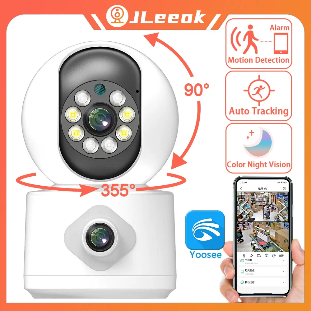 

JLeeok 4K 8MP Dual Lens WIFI PTZ Camera AI Human Auto Tracking Indoor 4MP NVR Home Secuity CCTV Surveillance IP Camera Yoosee