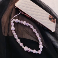 womens personality creative bead pendant antilost sling key lanyard mobile phone lanyard short wrist chain crystal bead pendant