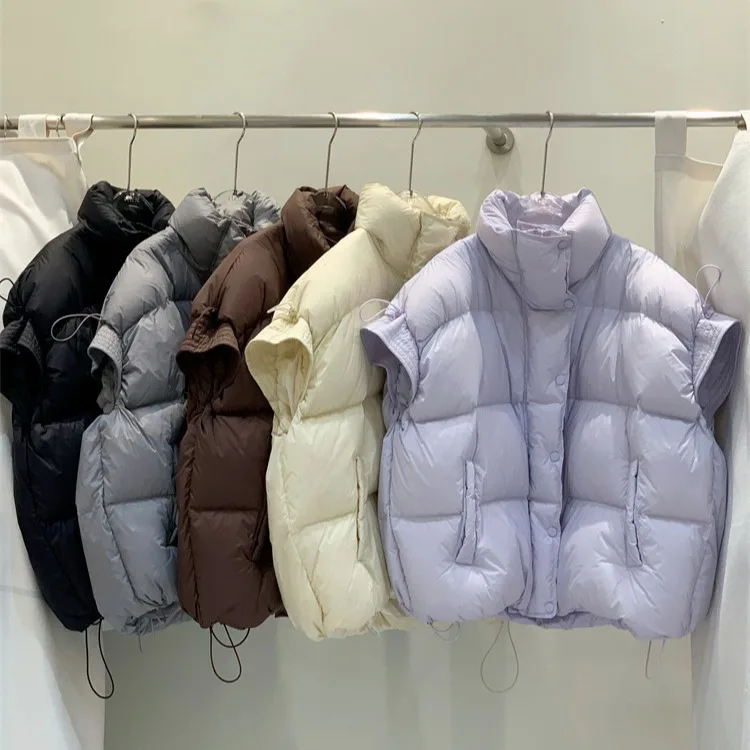 

Korea Fashion Down Vest Women 2023 Autumn Winter New Loose Short 90% White Duck Down Coat