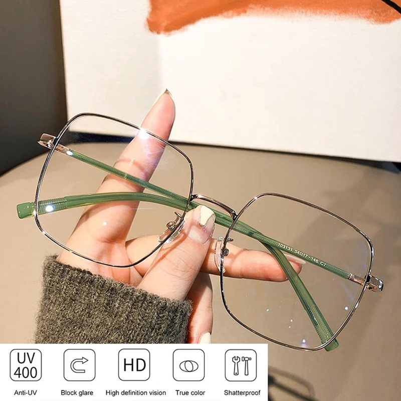 

Oversized Square Anti Blue Light Eyeglasses Retro Optical Spectacle Glasses Women Brand Design Protective Computer Eyewear