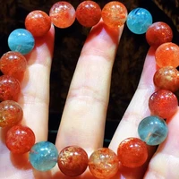 natural gold sunstone strawberry quartz beryl bracelet 10 6mm arusha clear round beads women men aaaaaaa