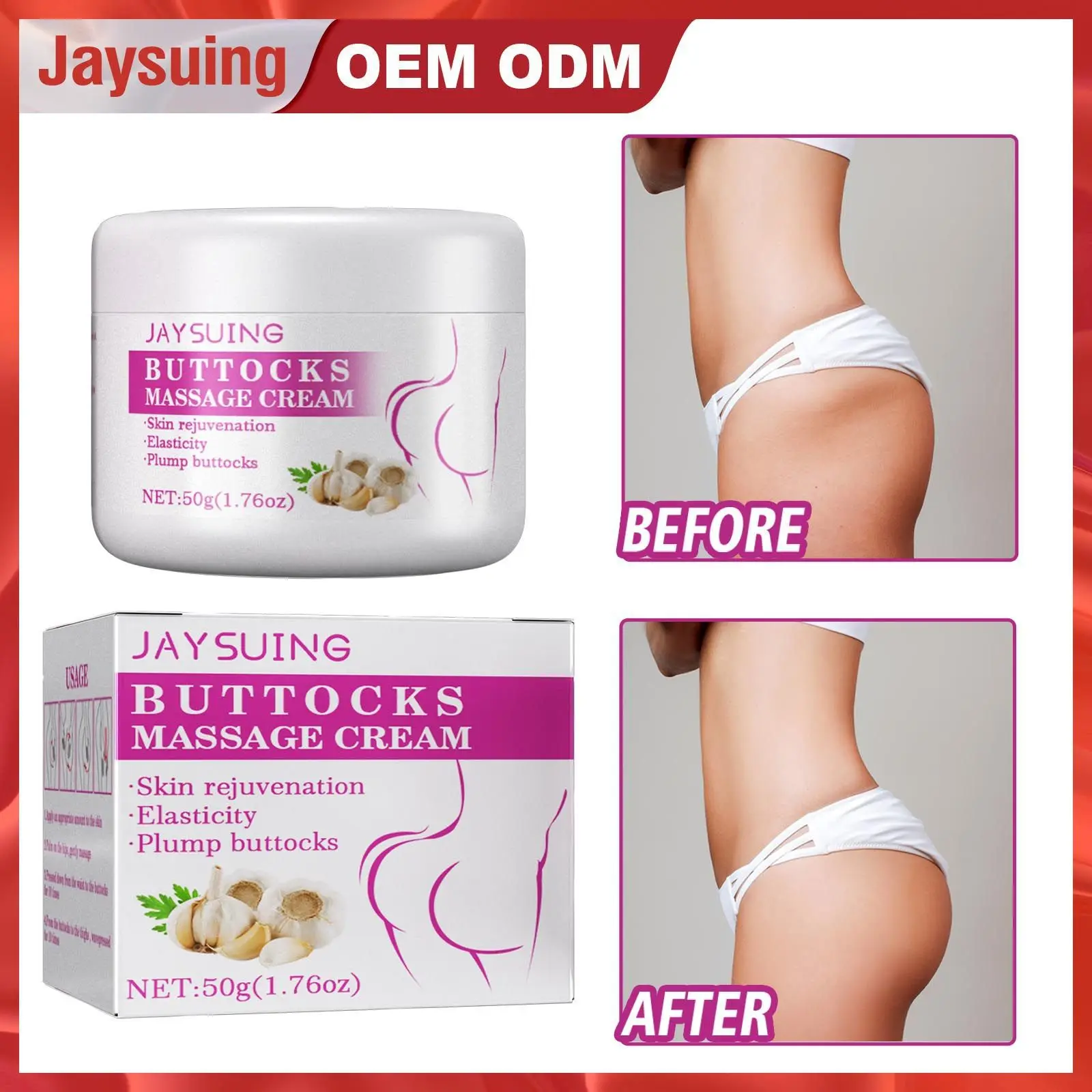 

Jaysuing Natural Buttock Enlargement Cream Firming Tightening Increase Curved Buttocks Massage Cream for Women Sexy Big Ass 50g