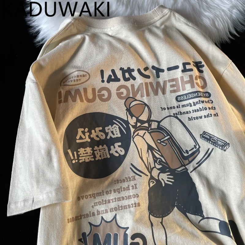 

Funny Cartoon Print T-shirt Women Humorous O-neck Short Sleeve Summer Streetwear Female Tops Couple Tshirt Women Y2k Aesthetic