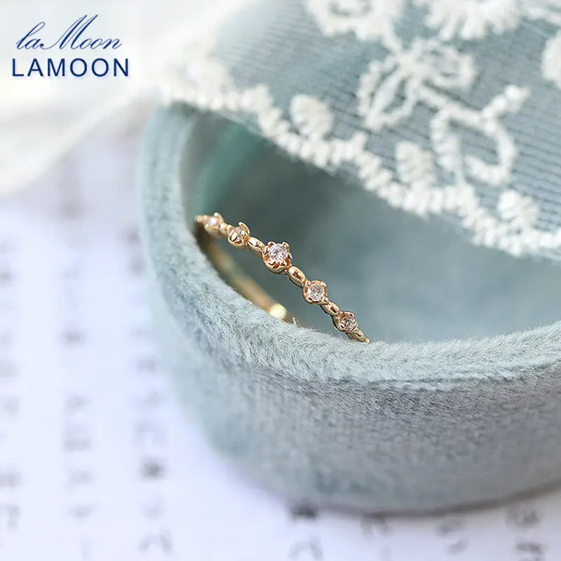 LAMOON Stacking Ring 925 Stering Silver Rings For Women Wedding Engagement Gold Plated Jewelry Zircon Tail ring Christmas Gift