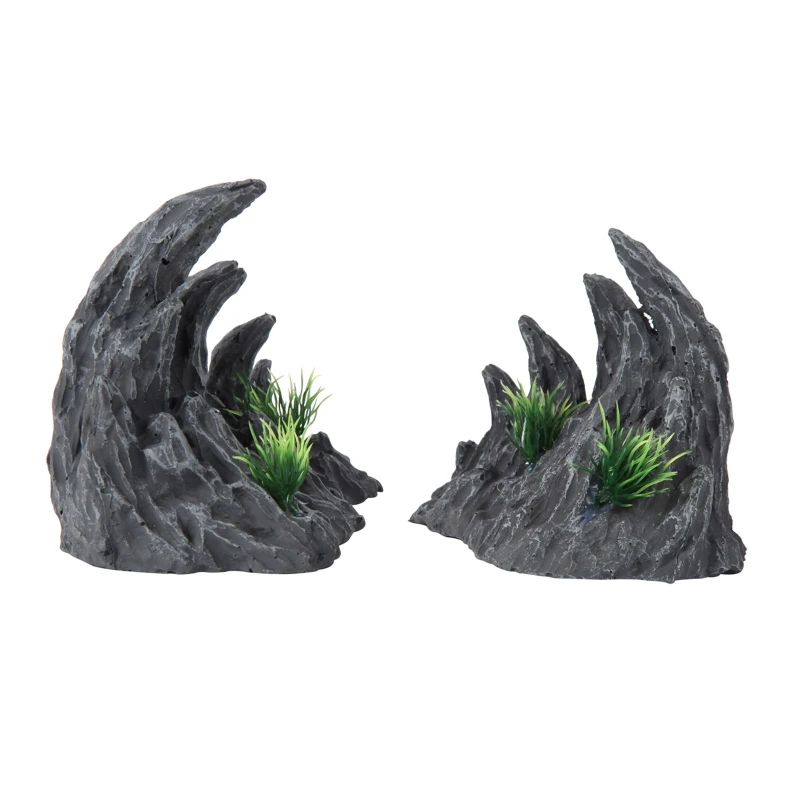 

2x Aquarium Decoration Mountain Hideout Shelter Resin Cave for Fish Shrimp