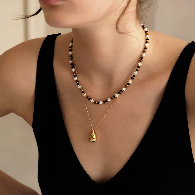 

Timeless Wonder Tiger Eye Stone Beads Choker Necklace for Women Designer Jewelry Ins Gift Top Chain Boho Emo Goth Kpop 4424