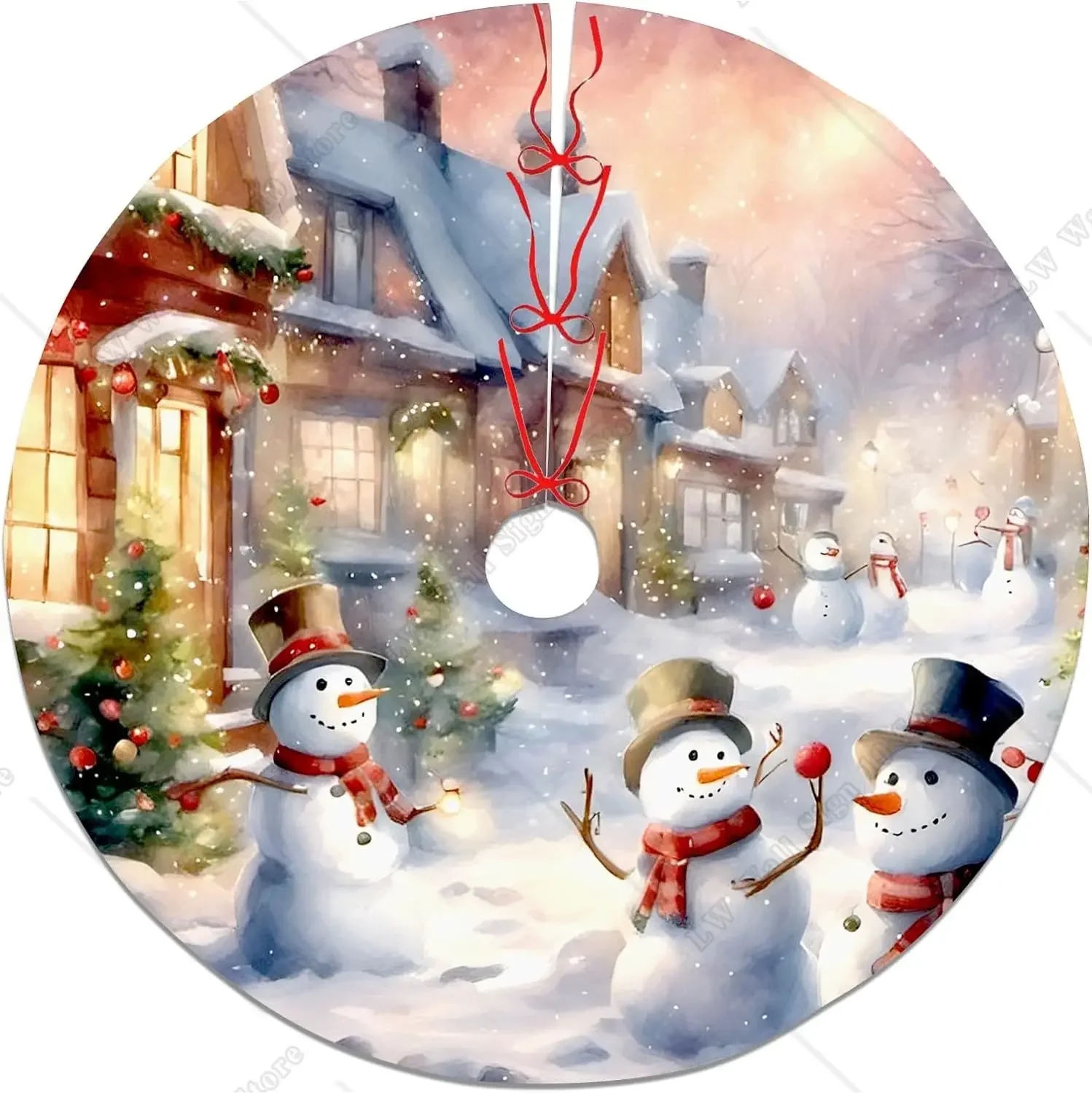 Снежные сцены Рождественский домик снеговик юбка на рождественскую елку розовая