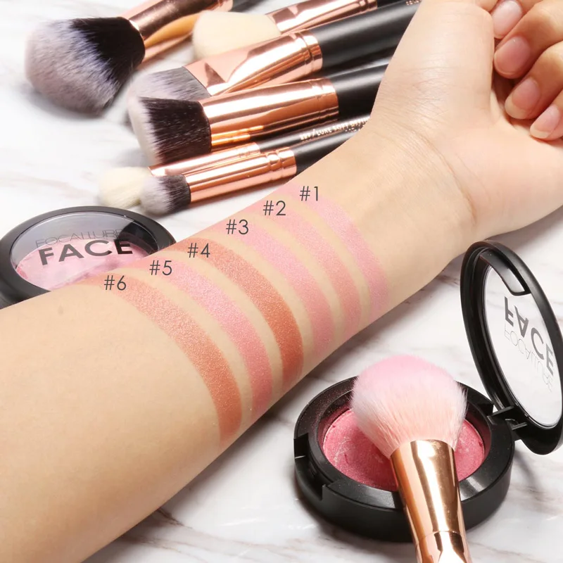 

6 Colors Face Blush Natural Cheek Long Lasting Easy to Wear Professional Baked Mineral Base Blusher Palette