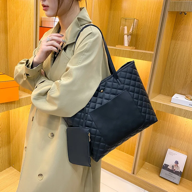 Catot Bigbags Rhombus Single Shoulder Large Capacity Child and Mother Two-Piece Set Texture Portable Bags