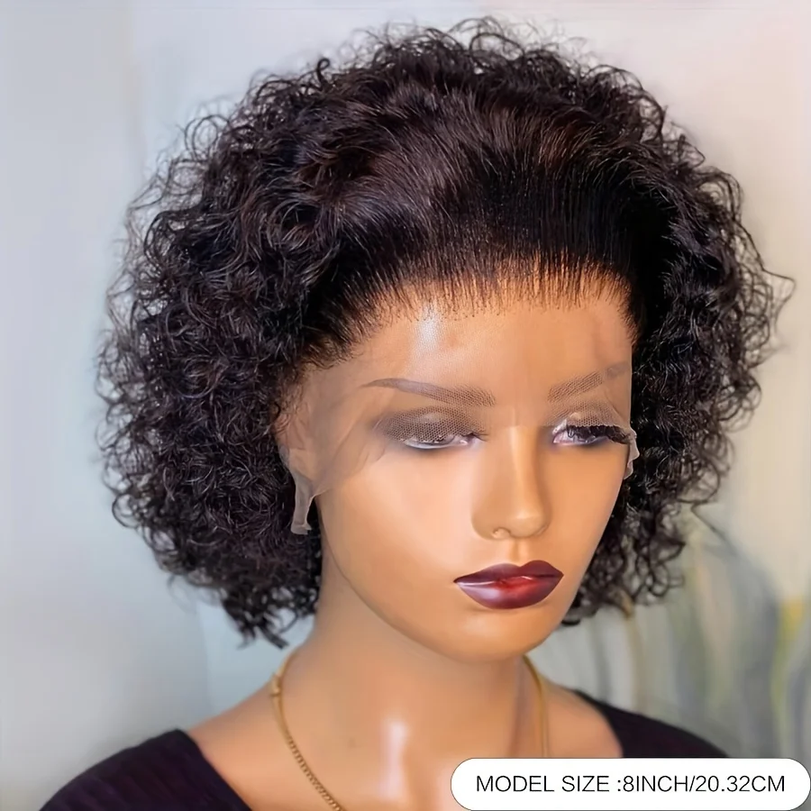 13x Парик Из Человеческих Волос Плотность 180% Короткие Вьющиеся Кружевные