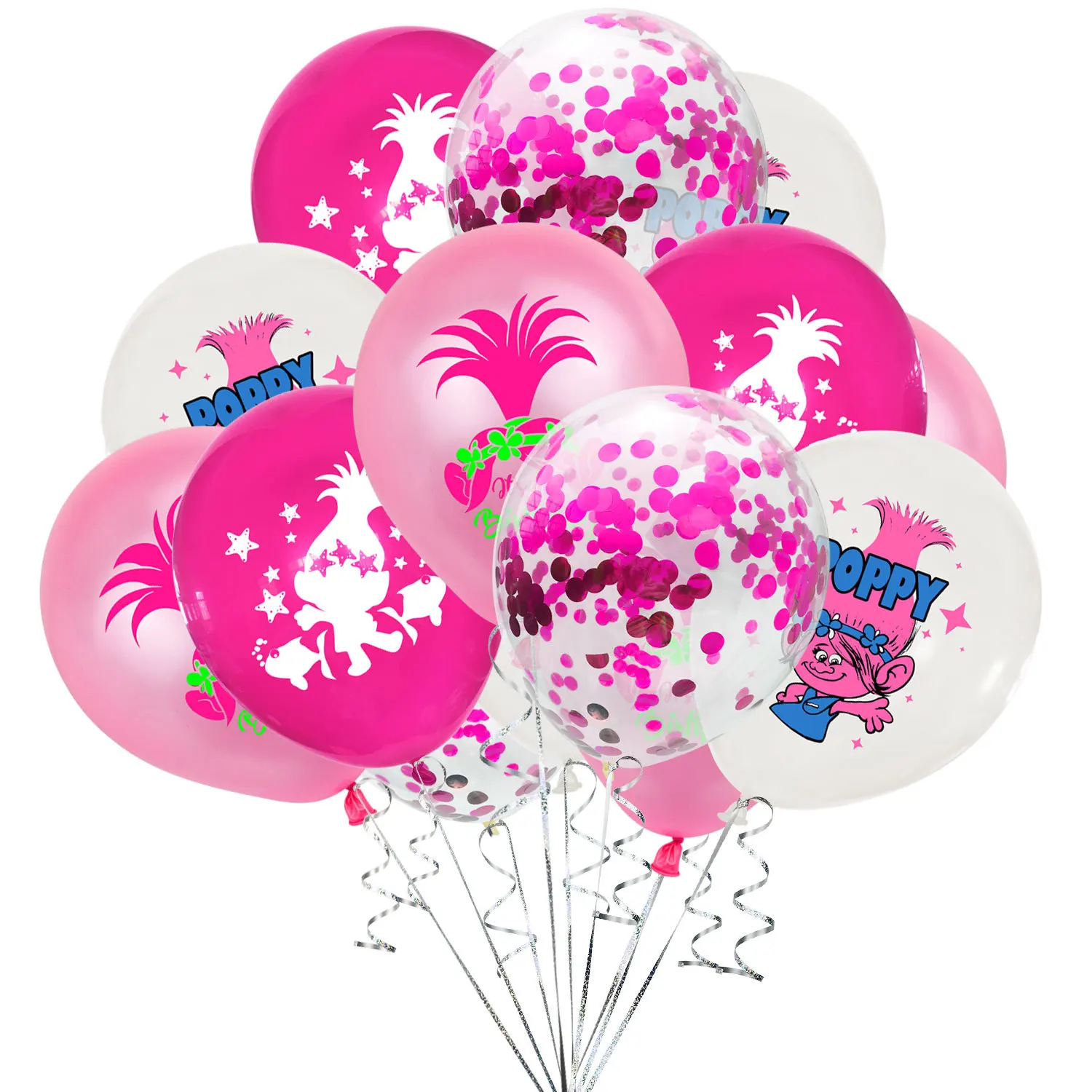 Воздушные шары розового цвета с изображением троллей украшение для вечерние