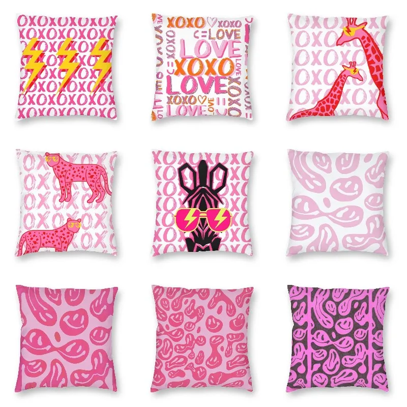 

Zebra Xoxo Pillow Case 45x45cm Decor Home Preppy Pink Lightning Girl Purple Aesthetic Modern Cushion Cover Car Pillowcase
