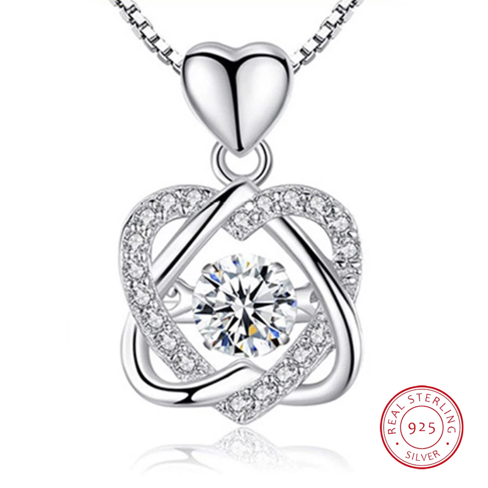 Necklace For Women S925 Sterling Silver Love Heart Shape Fashion Pendant Necklaces Jewelry
