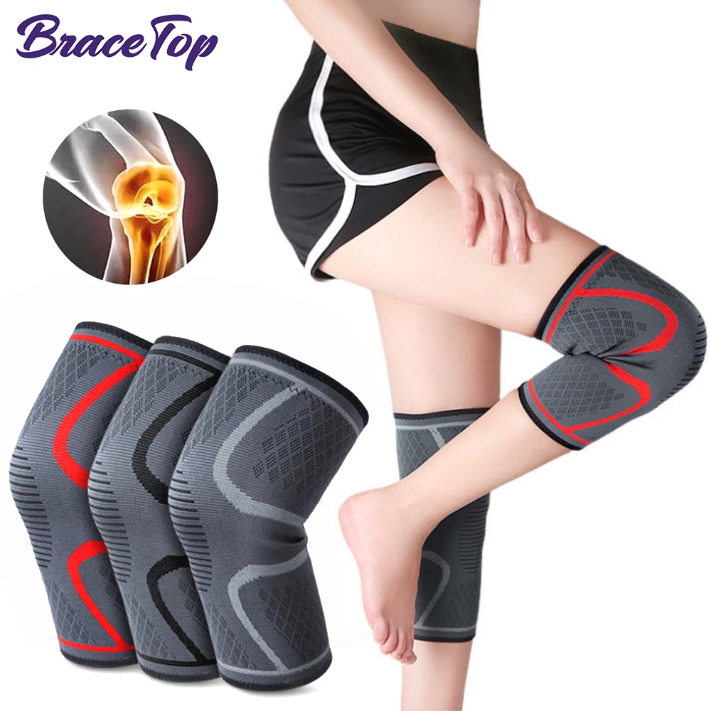 

BraceTop Fitness Basketball Cycling Knee Pads Sleeve Arthritis Elastic Nylon Sport Kneepad Support Tennis Knee Support Voleyball