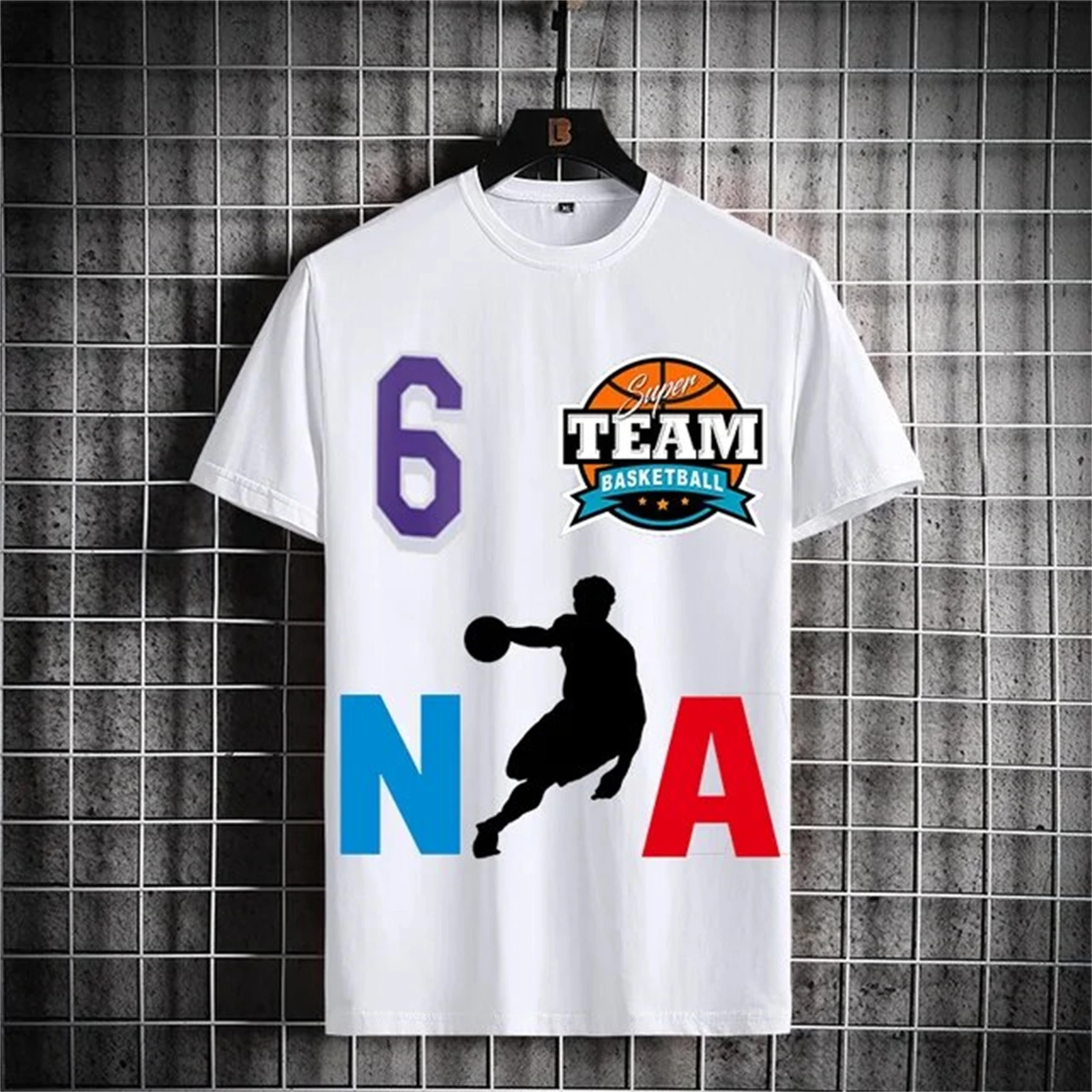 

USA Basketballer Printed Street Casual T-Shirts Men Loose Oversize Clothing Breathable Short Sleeve Fashion Hip Hop Tees