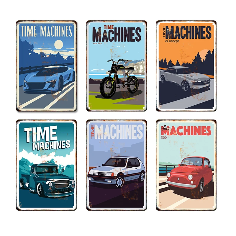 

Time Machines Super Car Tin Painting Metal Signage Vintage Poster Home Living Room Garage Bar Club Wall Art Decoration Plate
